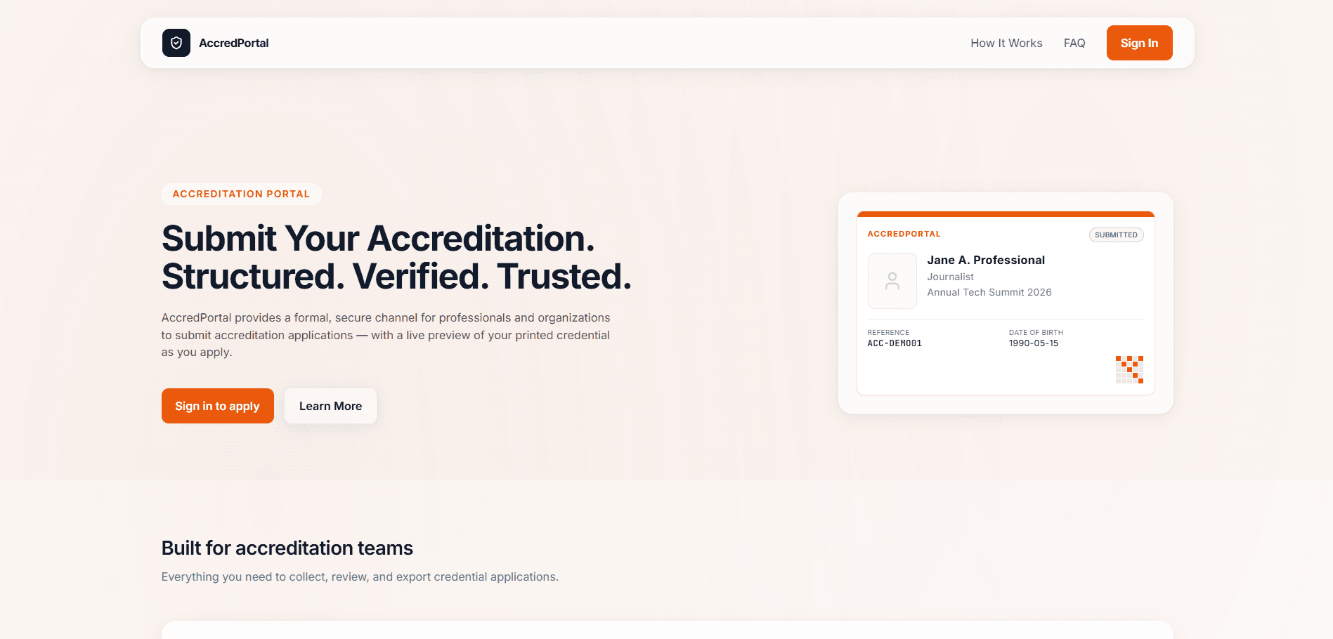 AccredPortal preview